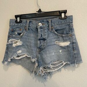 Aeropostale Distressed Denim Cutoff Shorts Women’s Size 0 High Rise Festival